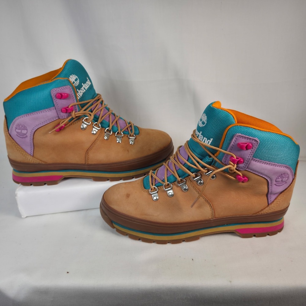 Timberland Euro Hiker Waterproof Boot Women's 10 M Colorful Mixed Media Wheat